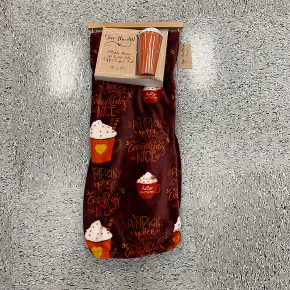 Fall Pumpkin Spice Latte Coffee Cup Hello Autumn Decor Throw Plush Blanket NEW - Picture 4 of 7